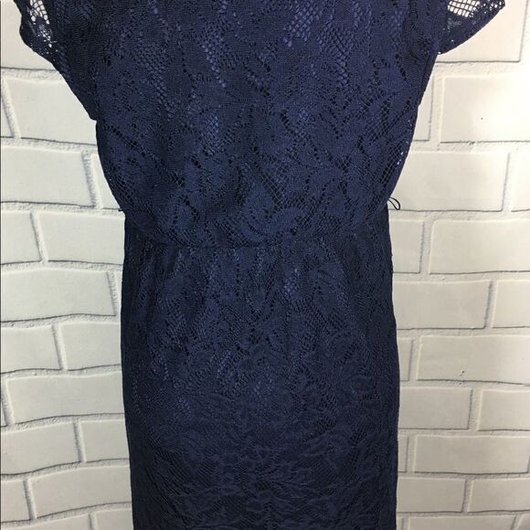 Two hearts maternity blue lace lined dress Sz M - Picture 6 of 8